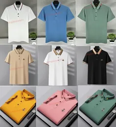 Tasarımcı Marka Moda Polo Gömlek% 100 Pamuklu Siyah Erkekler Kore Nakışları Günlük Kısa Kollu Üst düzey Üst Erkek Giyim