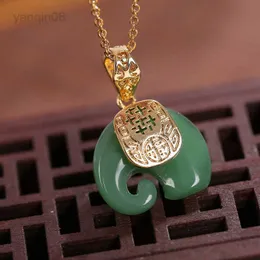 Naszyjniki wiszące vintage biały hetian Jade Elephant wisiorek platowany łańcuch Naszyjnik Choker HKD230712