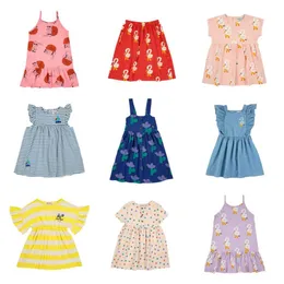 Girl's Dresses Children Clothes BC Girls Summer Dresses Korean Children's Clothing 2023 Bobo Spring Short Sleeve Cartoon Pattern Slip DressHKD230712