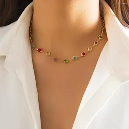 Łańcuchy 2023 Kpop kolorowa cyrkonia kryształowy łańcuszek do obojczyka naszyjnik Bridal Boho prosty krótki Choker Y2K biżuteria akcesoria dla kobiet
