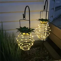 Solar Led Pineapple Light Outdoor Waterproof Iron Wire Hanging Lawn Lamps Christmas Fairy Lights For Courtyard Garden Decoration