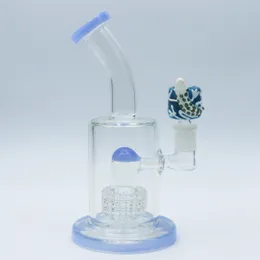 Narghilè da 8 pollici 14 mm in vetro blu Bong Rig per pipa ad acqua con ciotola in lucertola con banger al quarzo gratuito