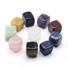 Pedra Natural Chakra Quadrados Rosa Quartzo Ametista Ágata Tigres Olho Pó Cristal Branco Ioga Meditação Enfeite de Energia Gota Entregar Dhyfc