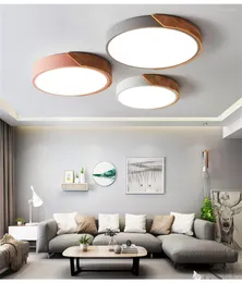 Lampy Sufitowe Nowoczesne LED Kolorowe Okrągłe Drewniane Metalowe Pokrywy Kuchnia Salon Sypialnia Gabinet Korytarz El Dom Oprawa
