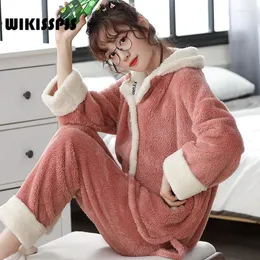 Женская одежда для сна Wikisspjs Pajamas Женщины зимние утолщенные коралловые кашемировые кардиган 2023 два часа набор PJS Lounge Носить топы сна