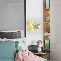 壁ランプ現代北欧漫画子供部屋蝶ベッドサイド LED 創造的人格シンプルな寝室の背景光