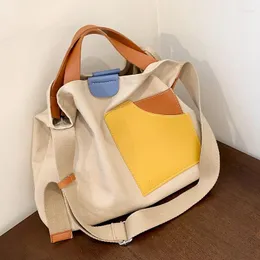 Saszetki na talię Foufurieux płócienna torba o dużej pojemności damska 2023 kontrastowa kolorowa torba podróżna wiadro prosta moda torby na zakupy na ramię