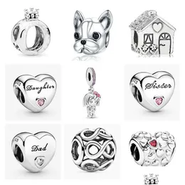 Charms bransoletki nowe popularne 925 Sterling Silver Charm korona dom dla psa Diy koraliki nadaje się do prymitywnej bransoletki Pandora kobiet Je Dhzgz