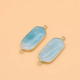 Pendant Necklaces Natural Stone Pendants Gold Color Flash Labradorite Amazonite Connector For Jewelry Making Diy Women Fashion Necklace