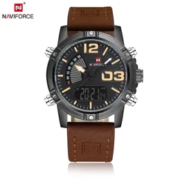 NAVIFORCE Men's Watches Leather Military Waterproof Men Watch Relogio Masculino With Box Set For Sale Digital Male Clock NF9095