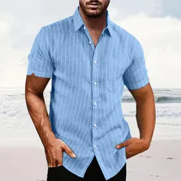 Männer Casual Shirts 2023 Sommer Polo Kurzarm Taste Gestreiften Hemd Tragen