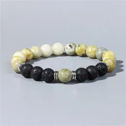 Strand Classic Beads Bracelelet Natural Matte Stone Lava Bracelet 8mm For Men Elastic Charm Bracelets Female Yoga Jewely