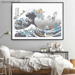 50x75 cm Oljefärg efter siffror Kit Japansk komisk anime The Great Wave Målning efter siffror Tecknad DIY Canvas Väggkonst Heminredning L230704