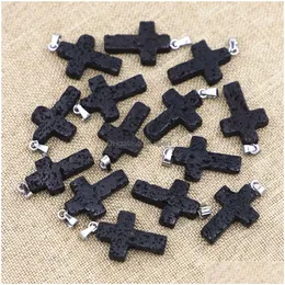 Charms Lava Stone Cross Эфирное масло ароматерапия на рассеивание подвески для украшения для ожерелья
