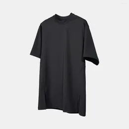 Herren-T-Shirts Nosucism 23ss T-Shirt mit Strukturschnitt, Nylon, 4-Wege-Stretchmaterial, schnell trocknend, geteilter Saum, Techwear, ästhetisch, lässig, Basic