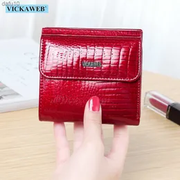 VICKAWEB Mini Wallet Women Genuine Leather Wallets Fashion Alligator Hasp Short Wallet Female Small Woman Wallets And Purses 209 L230704