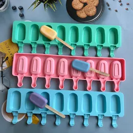 Ice Cream Tools 8cavity Silicone Mold Diamond Small Oval DIY Homemade Popsicle Moulds Dessert Pop Lolly Maker Reusable Tool 230711