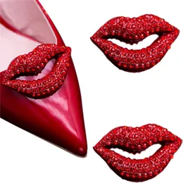 Shoe Parts Accessories Classic Red Lips Shoe Clips Detachable Rhinestones Shoe Decoration Women Pumps DIY Crafts Wedding Party Accessories Charms 2 Pcs 230712