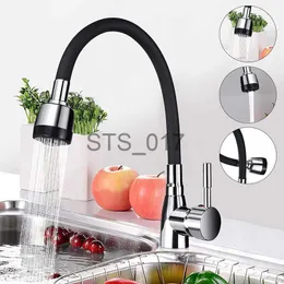 Kitchen Faucets 360Rotating Flexible Kitchen Basin Faucet Single Handle Polished Chrome Black Cold and Hot Water Mixer Tap Torneira Deck Mounted x0712