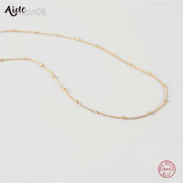 Hänge Halsband Aide 925 Sterling Silver Fransk Stil Minimalistisk Elegant Slim Beads Chain Halsband För Kvinnor Tjej Present Nyckelben Choker Halsband HKD230712