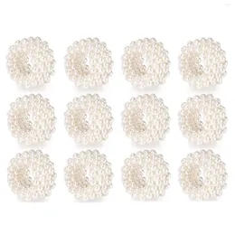 Baking Moulds Napkin Ring 12-Piece Set White Pearl Wedding Buckle Table Decoration