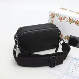 Moda Snapshot Câmera Sacos Designer Bag Ladie Crossbody Bolsa Mulheres Multicolor Dual Top Zip Dentro da Partição Todo Preto Removível Ajustável Webbing Strap Bag