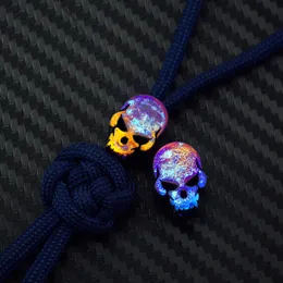 Outdoor Gadgets 1PC Alloy Roasted Blue Skull EDC Paracord Beads Knife Beads Rope Cord Beads Lanyard Pendants Outdoor Accessories 230711