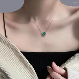 Pendant Necklaces POXAM Trendy Stainless Steel Green Shell Star Charm Necklace For Women Girl Chain & Link Jewelry Gifts