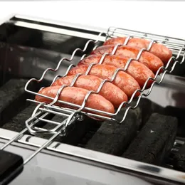 BBQ Gereedschap Accessoires BBQ mand metalen net BBQ worst Barbecue grill picknick camping BBQ net thuis keuken BBQ accessoires 230711