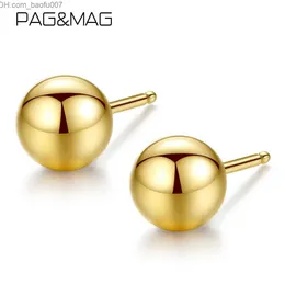 Charm Pag Mag äkta 18K Pure Gold Ball Stud kvinnlig minimalism Silver Gold Stud Statement Smycken Pendant Z230713