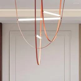 Lustres lustre de cinto moderno para decoração de villa forro de iluminação escadas/sala de jantar/el Designer lâmpada de suspensão