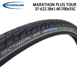 Pneus de bicicleta SCHWALBE MARATHON PLUS TOUR 28" Polegada 37-622 28x1,40 700x35C Pneu de bicicleta com fio reflexo preto para peças de ciclismo de bicicleta de viagem HKD230712