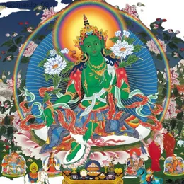 Buddismo tibetano Thangka Tara verde Tara bianca 21 Tara Poster Wall Hanging Decorazione Pittura Feng Shui Cure 30x42cm L230704