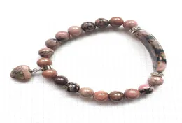 SN0862 Bracciale con pendente in rodonite naturale da 8 mm per le donne Nuovo arrivo Design Gem Stone Bracciale Yoga Trendy Balance Jewelry7782872