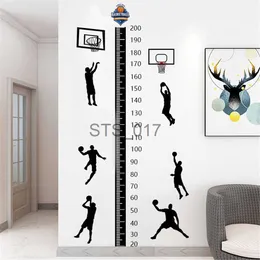 Outros adesivos decorativos Adesivos de altura de basquete para quarto de criança, meninos, decoração de quarto, esportes, medição de altura, régua autoadesiva, decalque de parede x0712