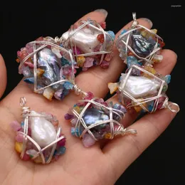 Подвесные ожерелья Yachu Natural Raste Gearl круглый медный проволока для изготовления DIY-ожерелья размера размером 25x35-30x40 мм подарок