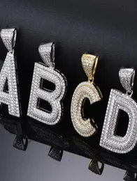 Collares pendientes Chapado en oro de 18 quilates Bling CZ Diamante simulado Iced Out Letra AZ Nombre inicial Collar colgante Cadena de hip hop para M2145142