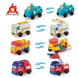 Samoloty ElectricRC Super Wings 4 Mini Team pojazdy Rover Sparky Remi Willy Action Transforming Figures Robot transformacja zabawki na prezent dla dzieci 230711