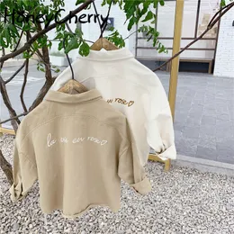 Barnskjortor HoneyCherry Barnkläder Höst Flicka Broderad skjorta i koreansk stil Småbarn Lång 230711