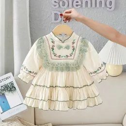 Flickans klänningar babykläder spanska vintage kalkon spets broderi design spädbarn påsk eid prinsessa gilr lolita klänning a2441hkd230712