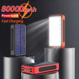 80000mAh Solar Wireless Power Bank 4 USB szybkie ładowanie baterii zewnętrznej LED przenośna ładowarka do telefonu komórkowego dla IPhone Xiaomi L230712