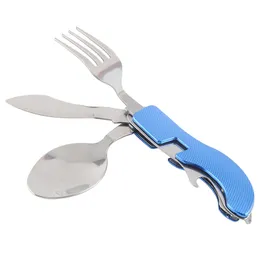 Stainless steel camping folding disassembly knife fork spoon combination tableware multifunctional outdoor spoon knife fork HW08