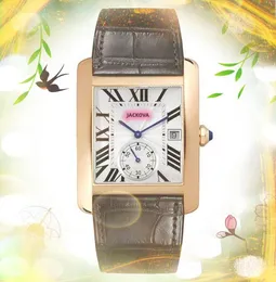 Orologi da donna di lusso da uomo con movimento al quarzo con serbatoio romano quadrato NON meccanico in oro rosa argento quadrante in platino cassa in acciaio inossidabile cinturino in pelle elegante orologio da regalo