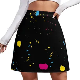 Saias 80S Paint Splash Saia Graffiti Estampa Colorida Streetwear Casual Feminino Moderno Mini Saia Roupas Presente de Aniversário