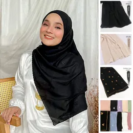 Vêtements ethniques de haute qualité malaisie femmes châles islamiques Hijabs musulmans foulard voile Tudung broderie en mousseline de soie Hijab écharpe