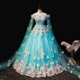 100%real sky blue pink silk flowers embroidery carnival ball gown Medieval Renaissance Gown queen Victorian dress Marie Antoinette264D