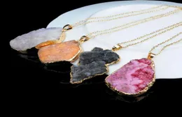 Druzy Quartz Natural Stone Oregelbundet Geode Gold Color Raw Nyx Stone Pendant Necklace Chain for Women Quartz Halsbandsmycken Acces7157803