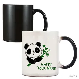 Kubki na zamówienie Śliczne panda spersonalizowane imienia tekst Ceramiczny kreatywny 11 unz girl chłopiec prezent mleczny kubek kawy R230713