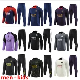 Paris Tracksuit 2023 2024 MBAPPE Kids and Men 22 23 24 PSGS Trening garnitur w piłce nożnej z dłuższym rękawem Kit piłki nożnej Kit munur