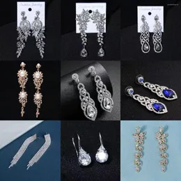 Headpieces Fashion Crystal drop örhängen för kvinnliga tillbehör lyxiga strass lång brud bröllop örhänge fest smycken gåvor
